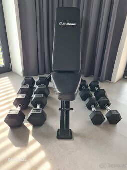 Jednoruční činky (4 páry) + lavice GymBeam - 6