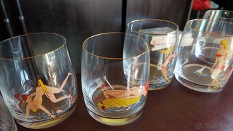 Retro malované sklenice 6 ks, slečny - 6