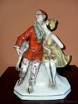 Sousoší. Pierot s Kolombínou ART-DECO - ROYAL DUX - 6