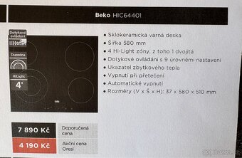 Nový LEVNÝ set BEKO - trouba + sklokeramická deska - 6