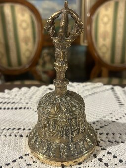 Starožitný tibetský rituální zvonek se zdobením - 6