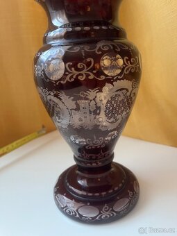 Rubínová stará váza Egermann - 6