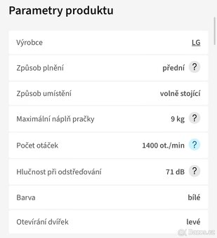 Parní pračka LG ThinQ 9 kg Výborný stav - 6