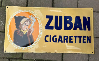 Smaltovaná cedule originální ZUBAN CIGARETTES ve formátu na - 6