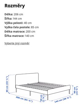 Čalouněná postel IKEA SLATTUM + matrace HAFSLO 140×200 cm - 6