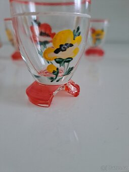 Ručně malovaná retro sada – karafa + 7 panáčků, 60.–70. léta - 6