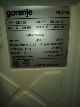 Mrazák Gorenie 210L pultový - 6