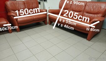 Kožená sedací souprava 3+2+taburet - PRAVÁ KŮŽE - 6