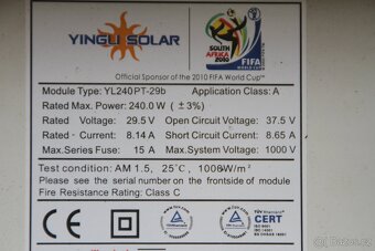 Prodám solární panely Yingli Green Energy 240w - 6