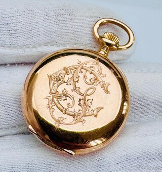 18K CELO ZLATÉ KAPESNÍ HODINKY CHRONOMETRE LIP S ETUI A ŘETÍ - 6