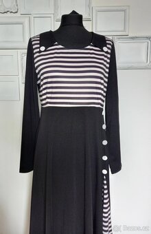 Dlouhé retro šaty s proužky, top stav - 6