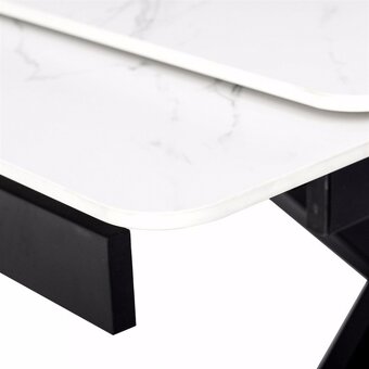 Jídelní stůl rozkládací 120-180x80 cm, keramika bílá HT-450 - 6