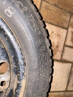 Plechové disky 15” 5x100 a zimní pneu 185/60/R15 Continentál - 6