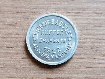 Francouzské nouzové mince 5 a 10 Centim. 1922 Ruffec Francie - 6