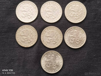 7x 1 kč 1922, 23, 24, 25, 29, 37, 38 Československo - 6