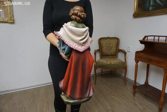 Velká dřevěná malovaná socha ruční práce v - 61 cm - 6