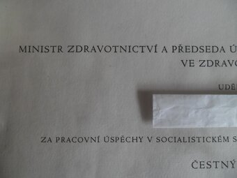 stříbrný odznak - nejlepší pracovník -zdravotnictví + dekret - 6