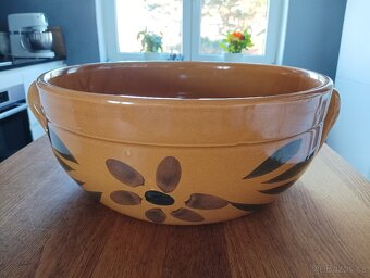 VELKÁ RUČNĚ MALOVANÁ KAMENINOVÁ ZADĚLÁVACÍ MÍSA FRANCIE - 6