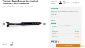 THOMSON COVERT Elite top teleskopická sedlovka, nová - 6