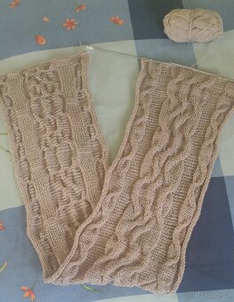 RUČNĚ PLETENÁ, NOVÁ, KÁVOVÁ ŠÁLA-PLÉD: 1,6metru x 30cm - 6