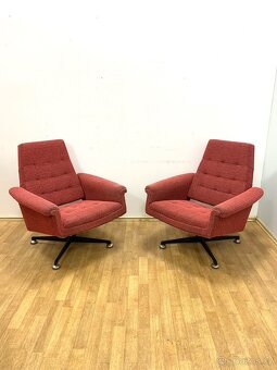 Retro křesla otočná 70. léta taburet - 6