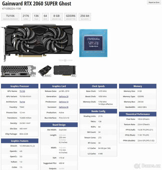 Herní grafika GAINWARD RTX 2060 SUPER Ghost 8GB GDDR6 - 6