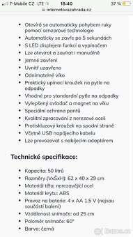 Bezkontaktní odpadkový koš, automaticky otvírací kos - 6