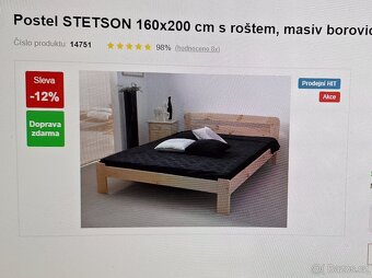 Postel Stetson 160x200 Masiv borovice + rošt - 6