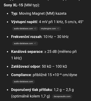 Sony xl 15 gramofonová přenoska s novou jehlou. - 6