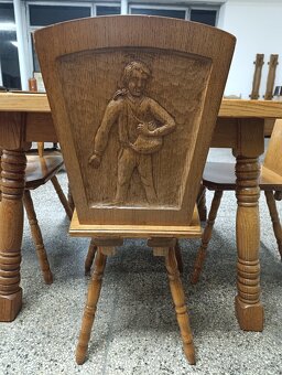 Rustikální / selský jídelní set, stůl, židle, masív - 6