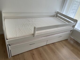 Detska postel s pristylkou, zabranou, 2 matracemi a 2 boxy - 6