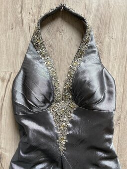 ŠEDO-STŘÍBRNÉ SPOLEČENSKÉ ŠATY, vel.34-36 - 6