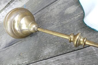 Starožitný lustr, stropnice , zelená linka, mosaz sklo - 6