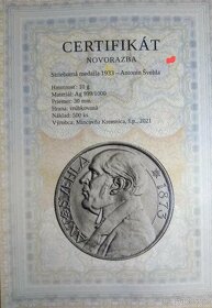 Novoražba medaily Antonín Švehla 1933/2021 - 6