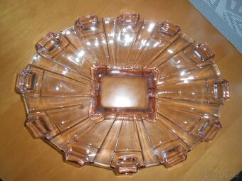 Stará skleněná mísa - růžové sklo 34cmx26cm - bez oťuků - 6