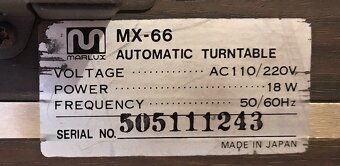 JAPONSKÝ VINTAGE GRAMOFON MARLUX MX-66 (1974) VE DŘEVĚ ,PLNÝ - 6