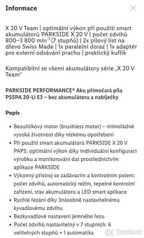 Aku přímočará pila peformance PSSPA E3 - 6