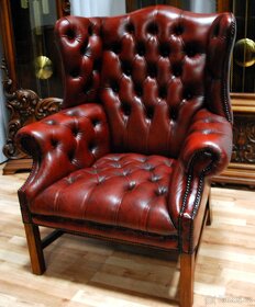 CHESTERFIELD-LEATHER-HIGH/BACK/WING CHAIR - 6