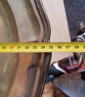 starožitný stříbrný talíř (ø 35cm, 904g) - 6