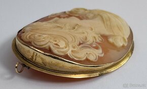 Zlatá Starožitná Brož 14K ( 585 ) cca 12g. Kamej - 6