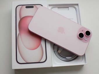 APPLE iPhone 15 128GB Pink - ZÁRUKA - TOP STAV-95%bat. - 6