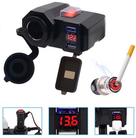 Vodotěsná motozásuvka 12V a USB 4,2A, vypínač a voltmetr - 6
