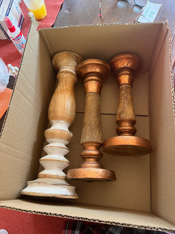 Moderní dřevěné svícny - 3 kusy - 6