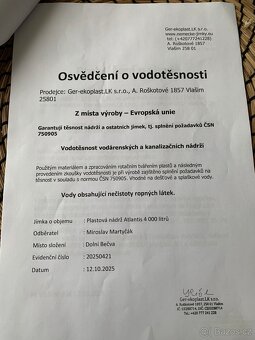 Plastová retenční nádrž na vodu - Atlantis 4000l - Nová - 6