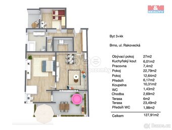 Prodej bytu 3+kk, 126 m², Brno, ul. Rakovecká - 6