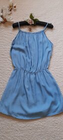 Modré letní šaty s kapsami - 6