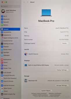 MacBook Pro 16" 2021, 512GB, 16GB, M1 Pro, Space gray - 6