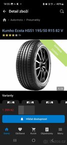 Kumho Ecsta hs51 195 50 15 dot20 8mm - 6