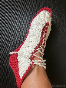 retro rucne pletene bačkory, papuče - 6