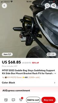 Yamaha mt 07-Držáky kufru - 6